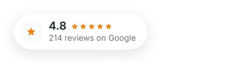 Example rating badge: 4.8 stars, 214 reviews on Google